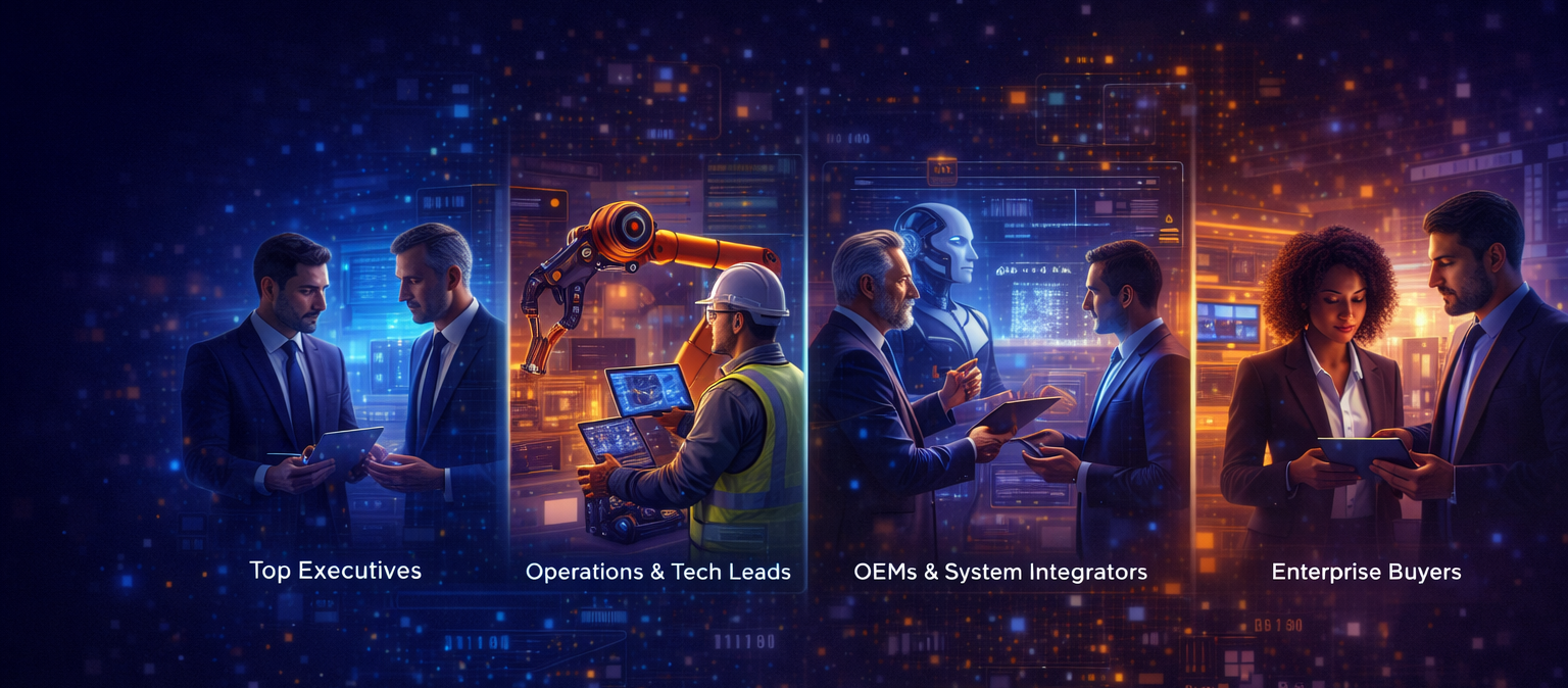 B2B Visitor personas — Top Executives, Operations & Tech Leads, OEMs, Enterprise Buyers