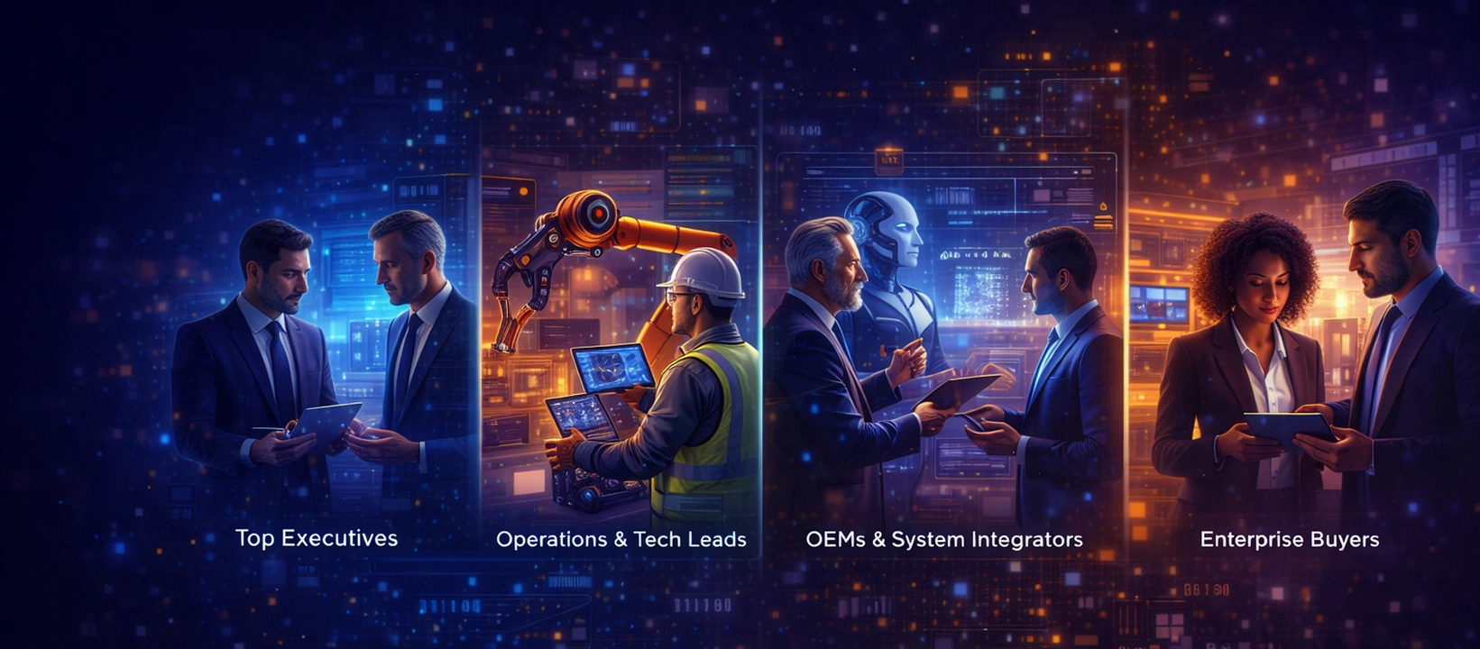 B2B Visitor personas — Top Executives, Operations & Tech Leads, OEMs, Enterprise Buyers